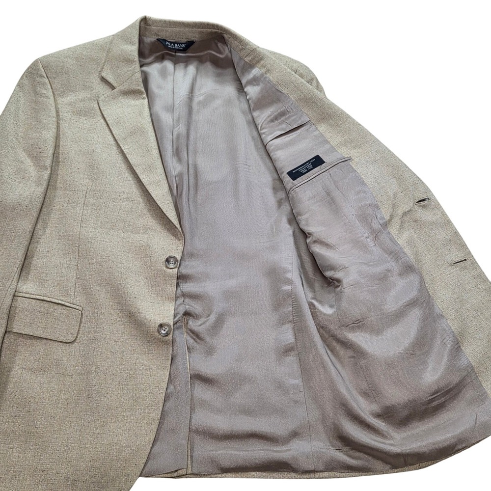 JOS. A. BANK Men's‎ 40R Silk Beige Two Button Blazer Sport Coat Jacket